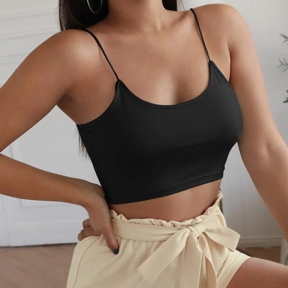 ASOS Tops - ASOS Black Basic Thin Strap Crop Tank Top